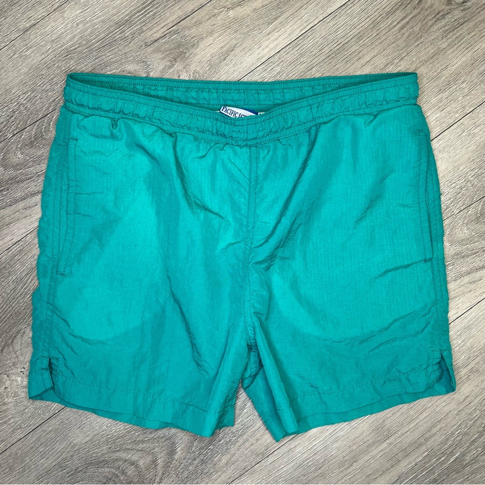 Vintage Green Shorts 90's Lined Swim Athletic Running Bottoms Size Large